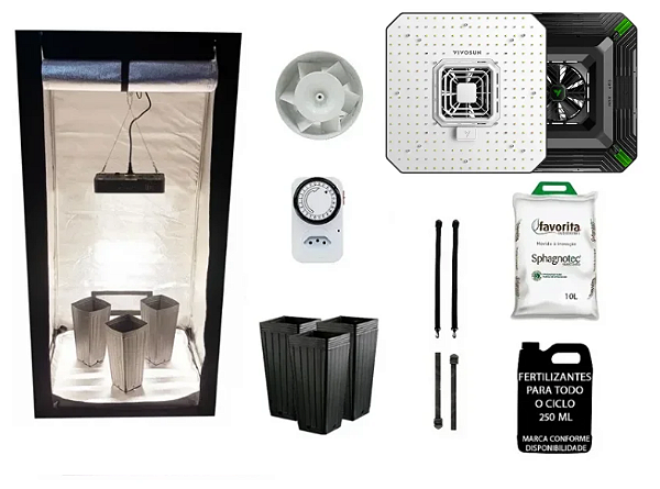KIT ESTUFA - BARRACA COM LED EASY TO GROW 60x60x140 150W Aerolight A150