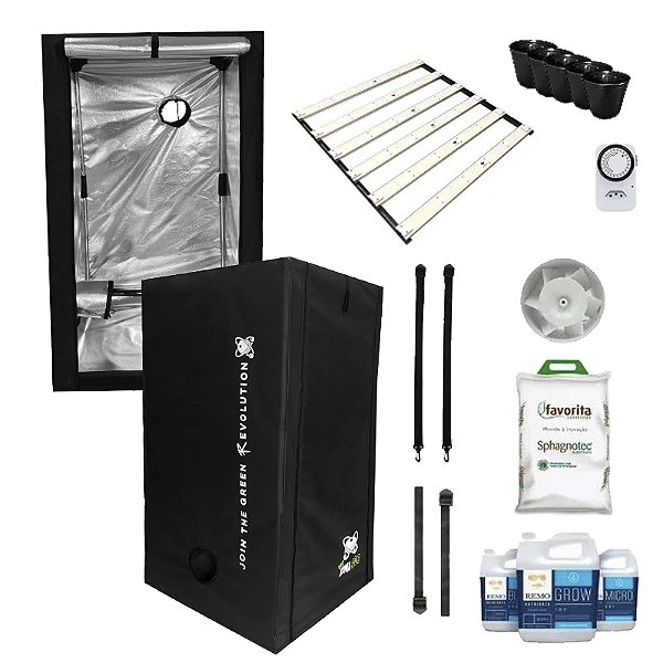 KIT ESTUFA - BARRACA DNA420 ECO LED EASY TO GROW 100x100x160 480w Quantum Board Pro-Master - Bivolt