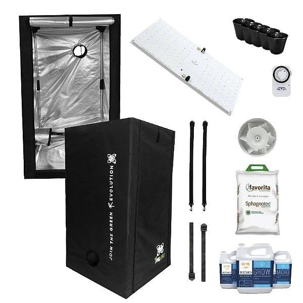 KIT ESTUFA - BARRACA DNA420 ECO LED EASY TO GROW 100x100x160 - 65w Quantum Board LM283B Pro Mid Golden - Bivolt