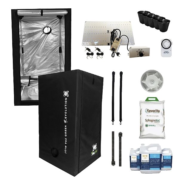 KIT ESTUFA - BARRACA DNA420 ECO LED EASY TO GROW 100x100x160 65w Quantum Board LM301H - Bivolt