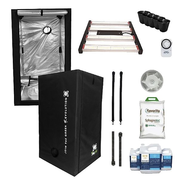KIT ESTUFA - BARRACA DNA420 ECO LED EASY TO GROW 100x100x160 240w Quantum Board Pro-Master - Bivolt