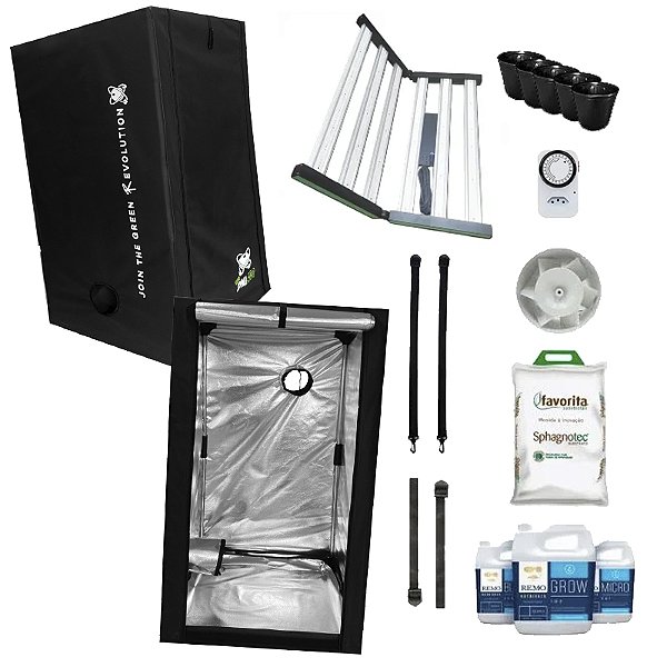 KIT ESTUFA - BARRACA DNA420 ECO LED EASY TO GROW 140x140x200 480w Quantum Board LM301H EVO - Bivolt