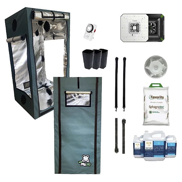 KIT ESTUFA - BARRACA DNA420 HARD LED EASY TO GROW 60x60x140 - 100W Aerolight A100