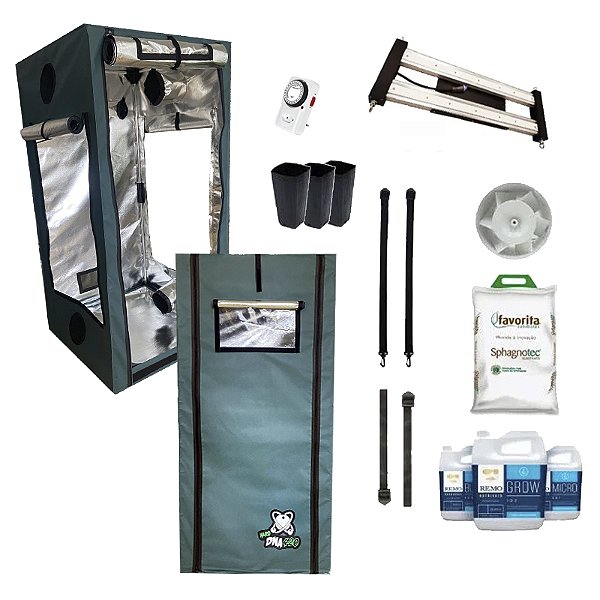 KIT ESTUFA - BARRACA DNA420 HARD LED EASY TO GROW 60x60x140 - 120w Quantum Board Pro LM301H EVO - Bivolt