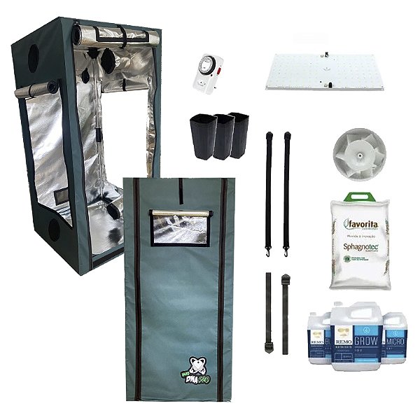 KIT ESTUFA - BARRACA DNA420 HARD LED EASY TO GROW 80x80x160 - 65w Quantum Board LM283B Pro Mid Golden - Bivolt