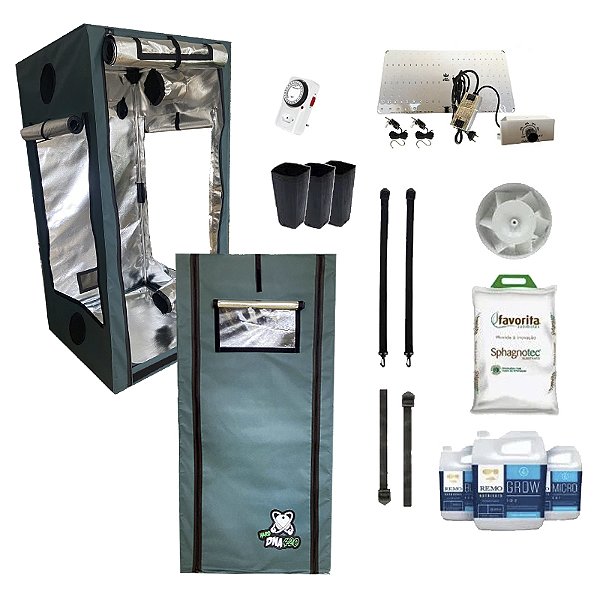 KIT ESTUFA - BARRACA DNA420 HARD LED EASY TO GROW 80x80x160 - 65w Quantum Board LM301H - Bivolt