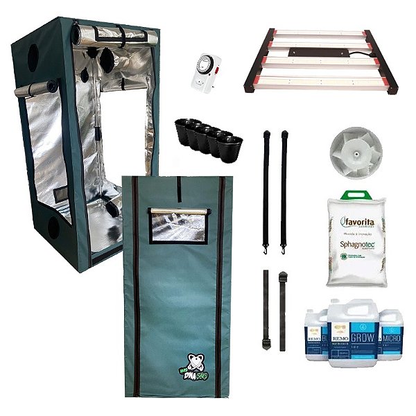 KIT ESTUFA - BARRACA DNA420 HARD LED EASY TO GROW 100x100x180 - 240w Quantum Board Pro-Master - Bivolt