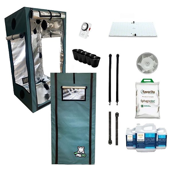 KIT ESTUFA - BARRACA DNA420 HARD LED EASY TO GROW 100x100x180 - 65w Quantum Board LM283B Pro Mid Golden - Bivolt