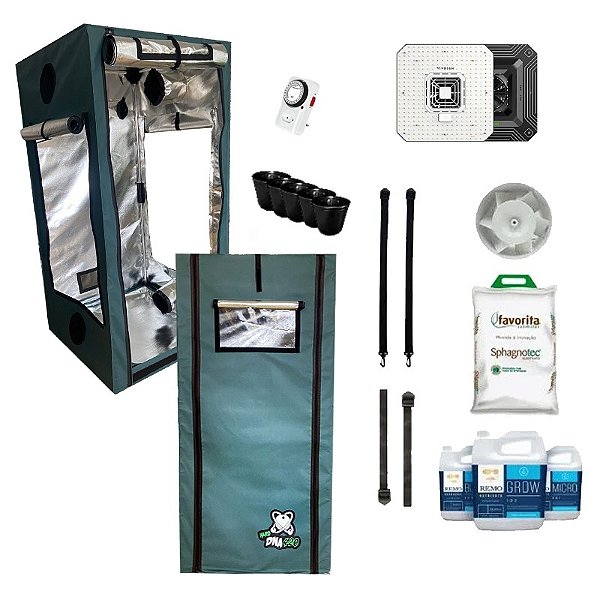 KIT ESTUFA - BARRACA DNA420 HARD LED EASY TO GROW 120x120x200 - 100W Aerolight A100SE