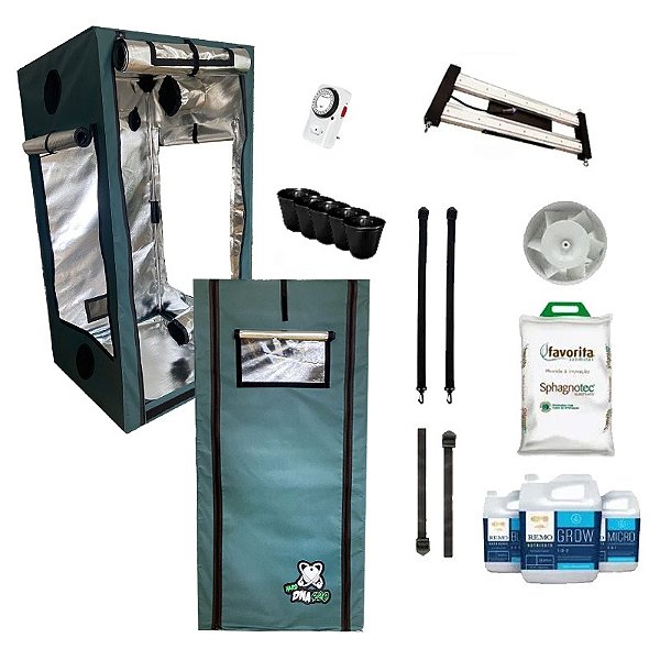 KIT ESTUFA - BARRACA DNA420 HARD LED EASY TO GROW 120x120x200 – 120w Quantum Board LM301H EVO - Bivolt