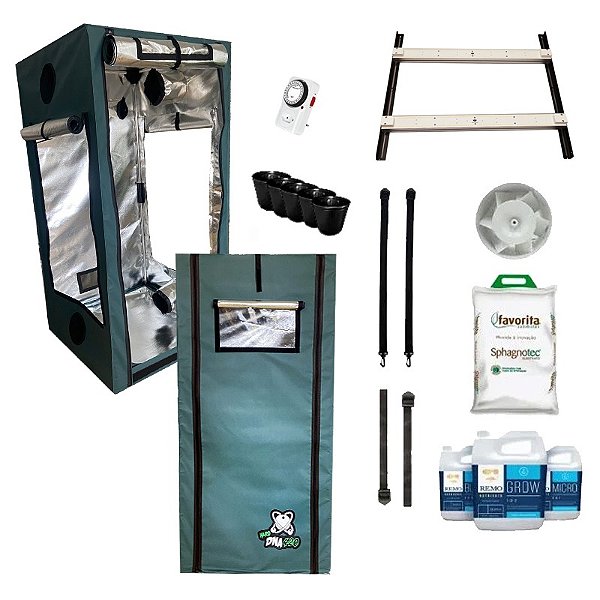 KIT ESTUFA - BARRACA DNA420 HARD LED EASY TO GROW 120x120x200 – 120w Quantum Board Pro-Master - Bivolt