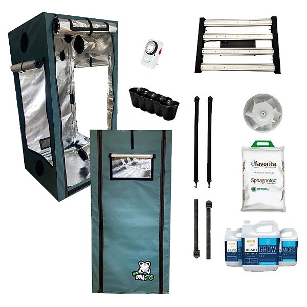 KIT ESTUFA - BARRACA DNA420 HARD LED EASY TO GROW 120x120x200 – 240w Quantum Board LM301H EVO - Bivolt