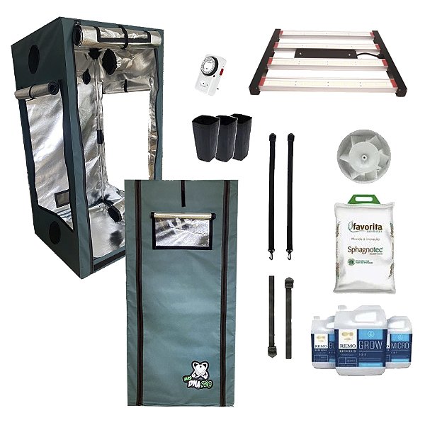 KIT ESTUFA - BARRACA DNA420 HARD LED EASY TO GROW 120x120x200 – 240w Quantum Board Pro-Master - Bivolt