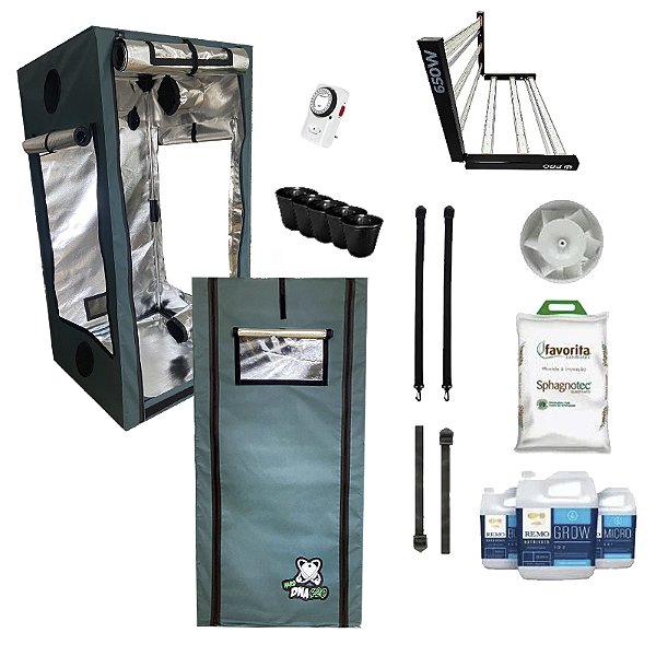KIT ESTUFA - BARRACA DNA420 HARD LED EASY TO GROW 140x140x200 – 650w Quantum Board LM301H EVO - Bivolt