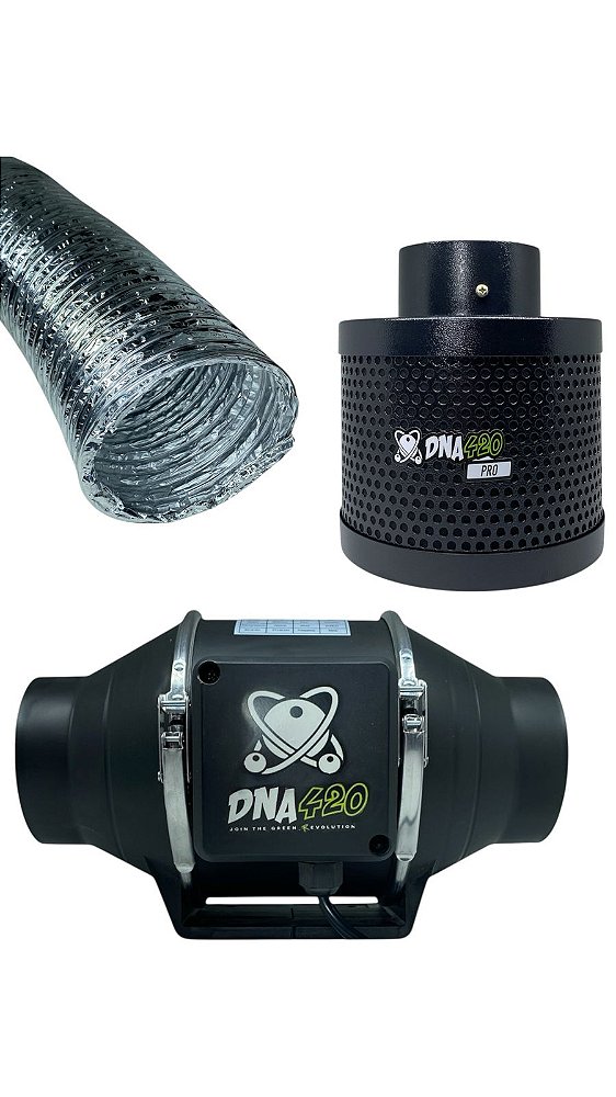 Kit Exaustor Turbo 100mm Dna420 com Filtro 100S