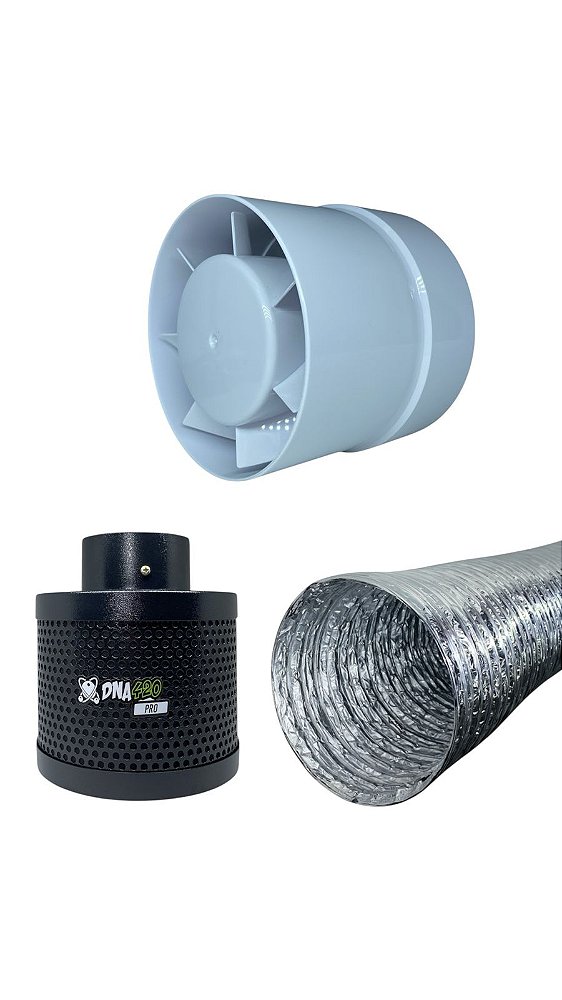 Kit Exaustor Axial 100mm Dna420 com Filtro 100S