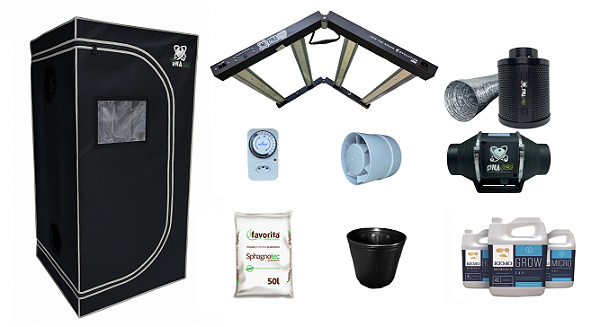 KIT ESTUFA DNA420 LED 100x100x200cm - 400w Quantum Bar Dna420 281B - Bivolt + Filtro