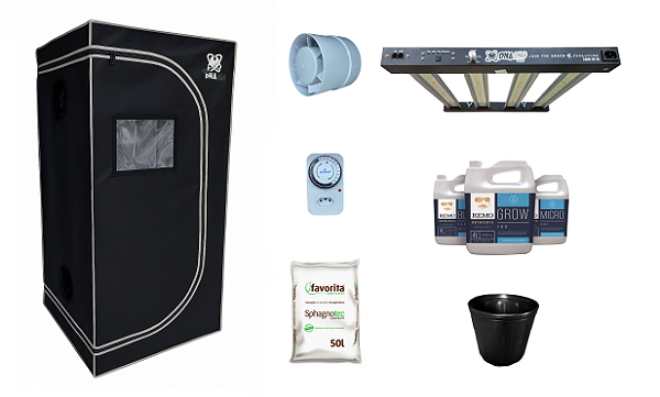 KIT ESTUFA DNA420 LED 120x120x200cm - 240w Quantum Bar Dna420 281B + UV e IR