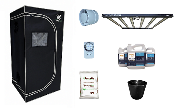 KIT ESTUFA DNA420 LED 120x120x200cm - 720w Quantum Bar Dna420 281B + UV e IR