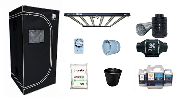 KIT ESTUFA DNA420 LED 120x120x200cm - 720w Quantum Bar Dna420 281B + UV e IR + Filtro