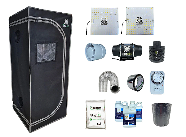 KIT ESTUFA DNA420 LED 120X120X200cm - 80w Quantum Board Dna420 283B (2 Placas 40w) + Filtro