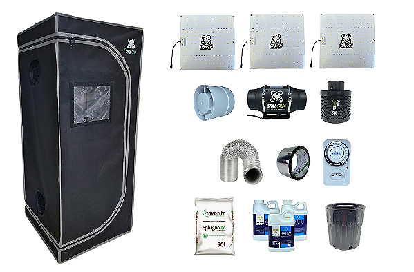 KIT ESTUFA DNA420 LED 120X120X200cm - 120w Quantum Board Dna420 283B (3 Placas 40w) + Filtro