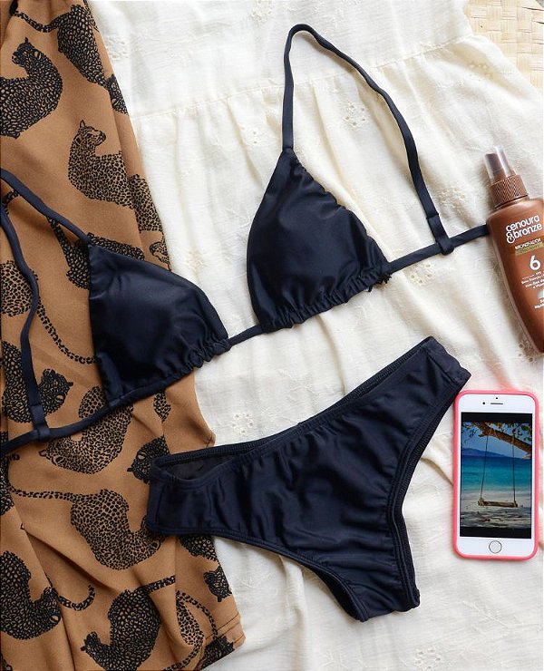 Biquíni Cortininha Cirrê Preto