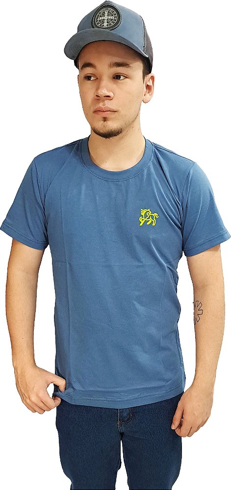 Camiseta de Algodão Masculina Basica Lisa Azul Most Rodeio