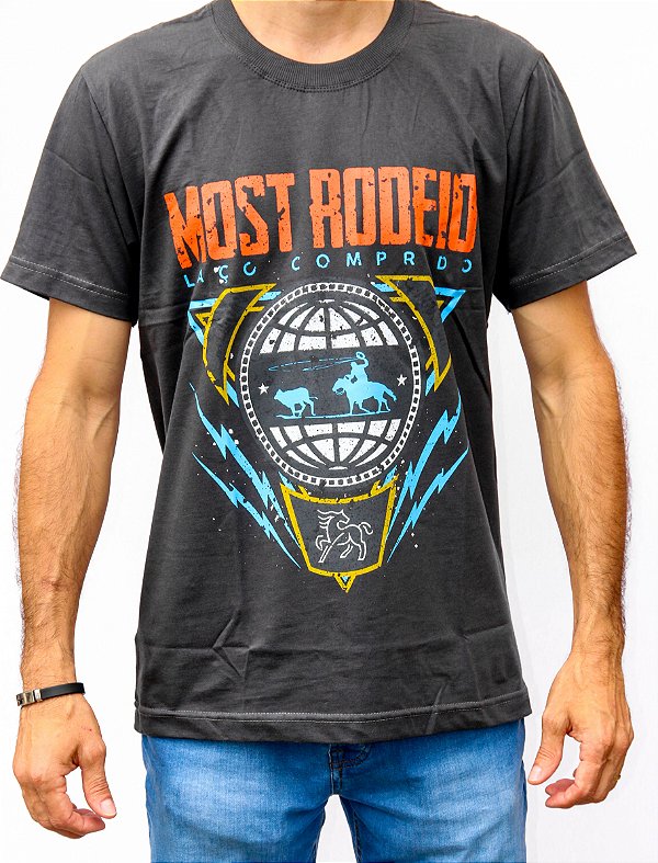 Camiseta de Algodão Masculina Laço Comprido Chumbo Most Rodeio