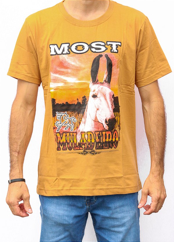 Camiseta de Algodão Masculina Muladeiro Mostarda Most Rodeio