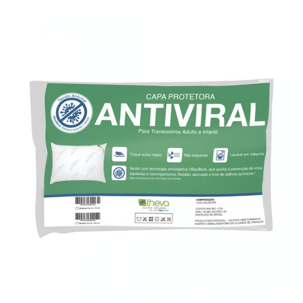 Capa Para Travesseiro ANTIVIRAL 30cmx40cm Infantil - Branco - Copespuma