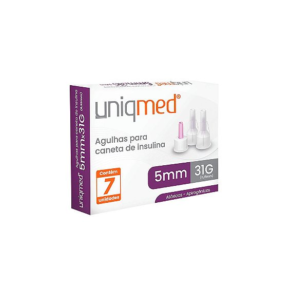 Agulhas para Caneta de Insulina 5mm 31G - Kit 7un - UniqMed