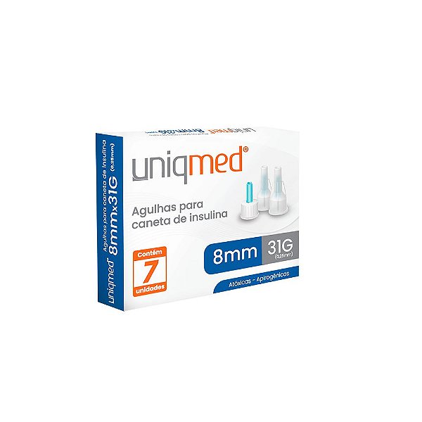 Agulhas para Caneta de Insulina 8mm 31G - Kit 7un - UniqMed