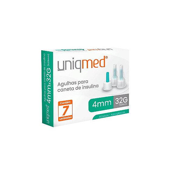 Agulhas para Caneta de Insulina 4mm 32G - Kit 7un - UniqMed