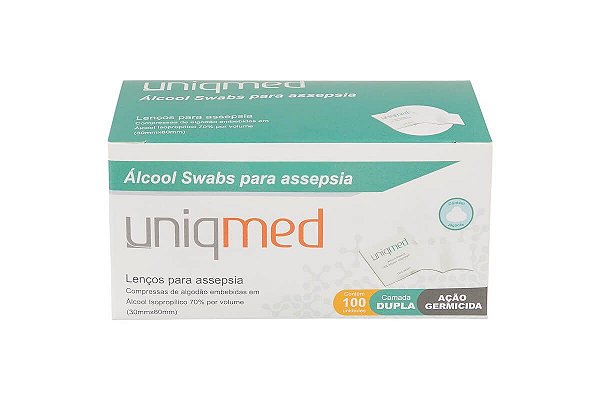 Álcool Swabs para Assepsia - UniqMed