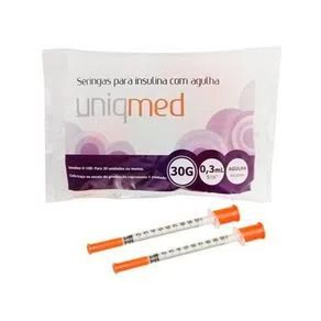 Seringas para Insulina com Agulha 0,3ml (8x0,30mm) 30G - 10 unidades- UniqMed