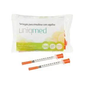 Seringas para Insulina com Agulha 1ml (8x0,30mm) 30G - 10 unidades - UniqMed