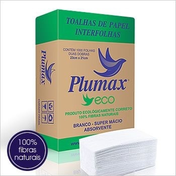 Toalhas de Papel Interfolhas Plumax Eco - 1000 folhas