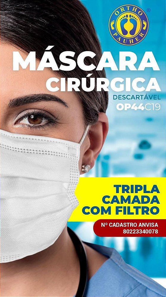 Máscara Cirúrgica Tripla com Filtro Cx 50un - Ortho Pauher