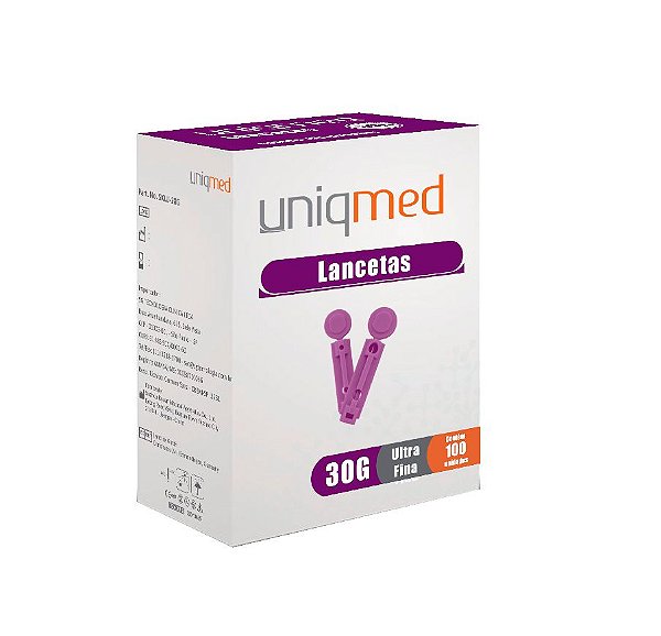 Lancetas estéreis para Lancetador 30G - Cx 100un - UniqMed