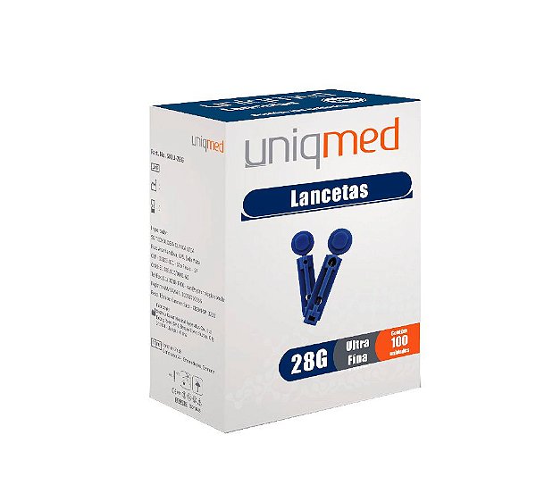 Lancetas estéreis 28G para Lancetador - Cx 100un - Uniqmed Plus