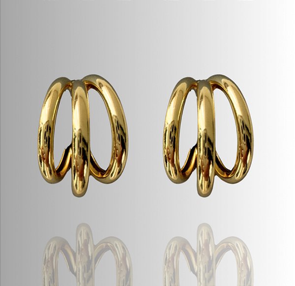 Brinco Três Fios Folheado a ouro 18k