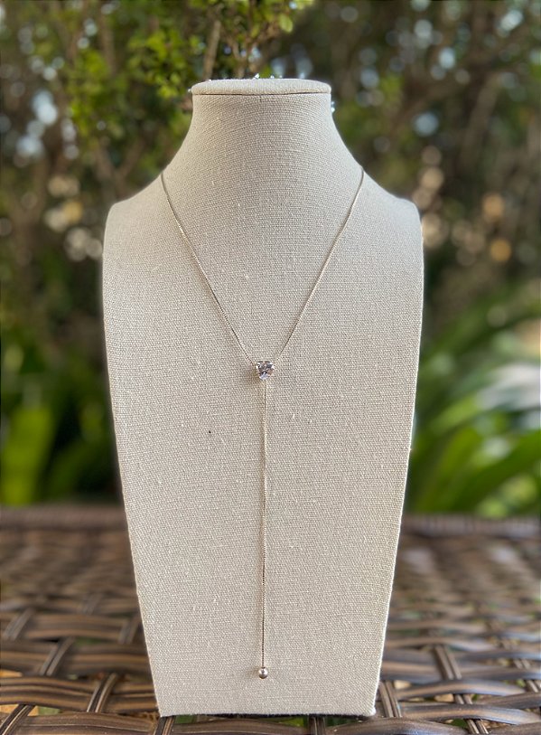 COLAR GRAVATIINHA PRATA CORACAO ZIRCONIA