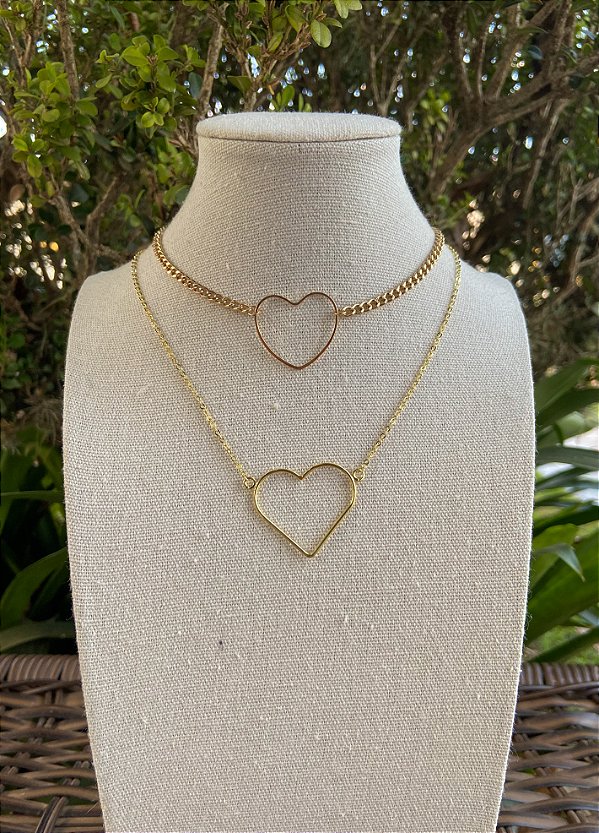 COLAR CORRENTE CORACAO VAZADO