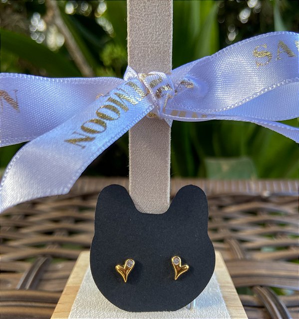 BRINCO CORACAO DOURADO COM PONTO DE ZIRCONIA