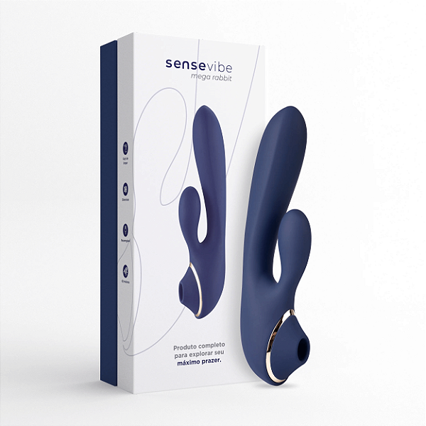 Vibrador e Sugador Recarregável Sensevibe Mega Rabbit