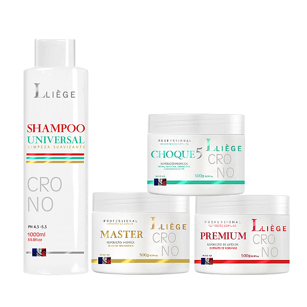 KIT CRONOGRAMA CAPILAR COMPLETO 3 MÁSCARAS DE 500GR CADA E SHAMPOO 1L