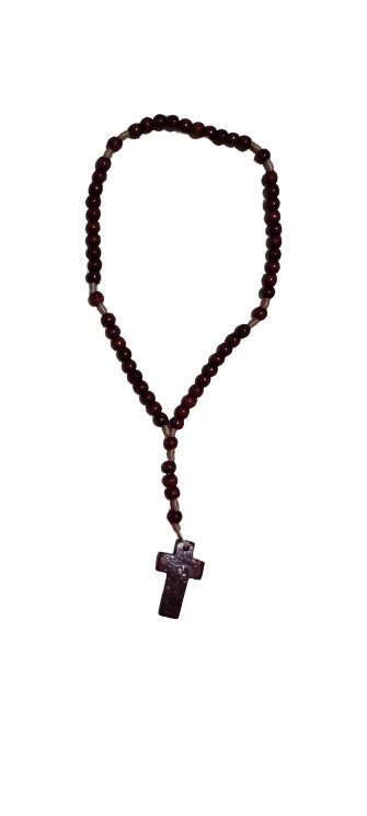 Terço de Madeira Marrom Envernizado Pequeno - Mãe Sereia