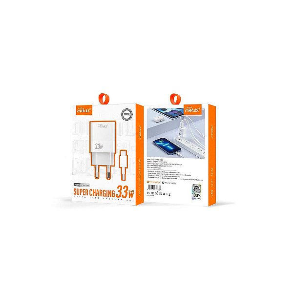 Carregador Turbo Power 33w Fonte+Cabo Tipo-C 2 Saída USB/ Tipo-C