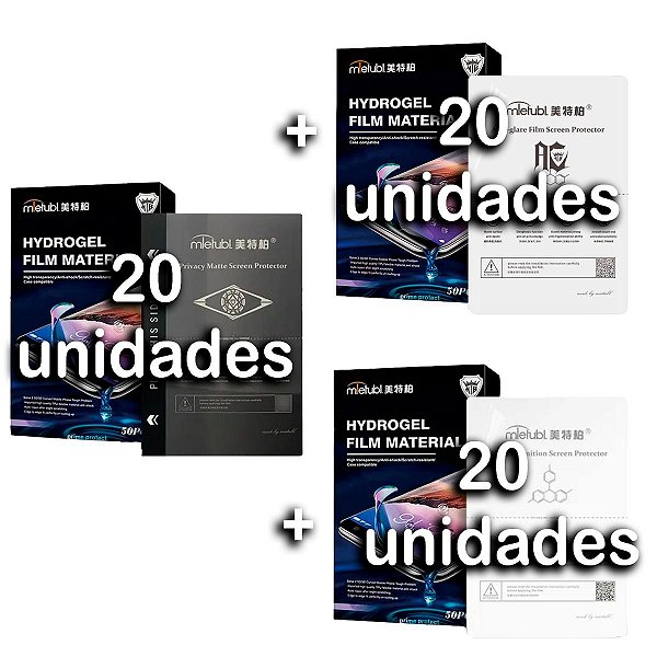 Kit Película Hidrogel P Maquina 20 Clear+20 Matte+20 Privacy